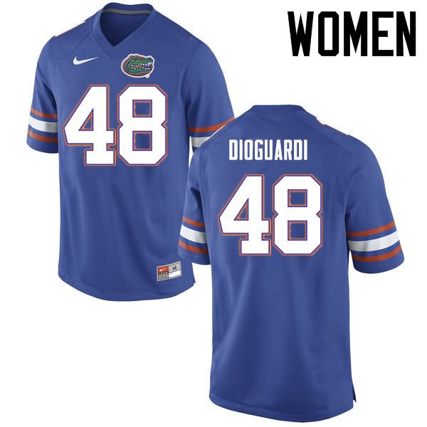 Women's NCAA Florida Gators Brett DioGuardi #48 Stitched Authentic Nike Blue College Football Jersey CNG4265QC